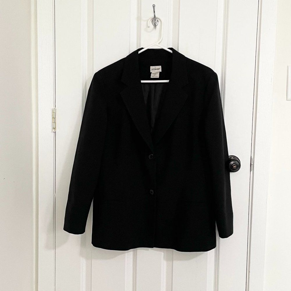Women Liz Baker Oversized Fit Business Minimalist Blazer in Black Size 16